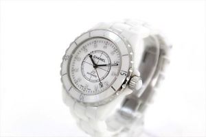 Free Shipping Pre-owned Chanel J12 H1629 12P Diamond Men's Watch White Dial