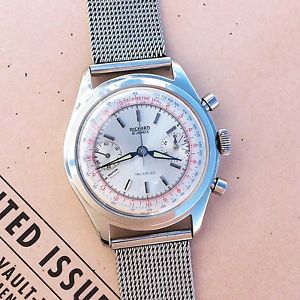 Vintage watch RICHARD swiss made stainless steel chronograph 1950 /60 Valjoux 23