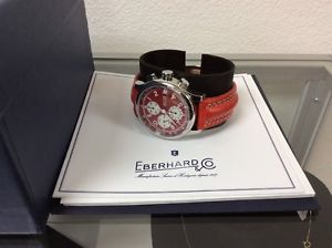 Eberhard & Co Traversetolo 31051.5 Automatic Chrono Red Dial Leather Watch