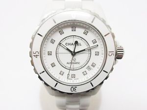 Free Shipping Pre-owned CHANEL H1629 J12 Diamond Index Automatic White Ceramic