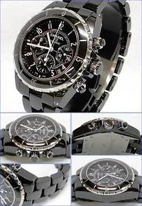 Free Shipping Pre-owned Chanel J12 Chronograph Black Ceramic 41mm H0940