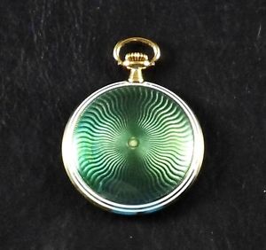 VERY RARE MOVADO 1880 S´ ANTIQUE 18K SOLID GOLD POCKET WATCH GUILLOCHE ENAMEL