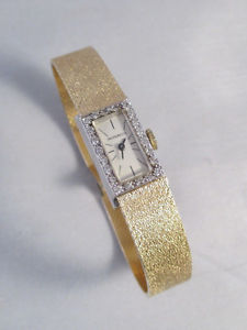 Vintage MOVADO 17J 14K YELLOW & WHITE GOLD DIAMOND LADIES Manual Wind WATCH