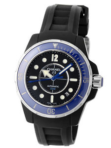 Free Shipping Pre-owned Chanel Men's J12 Marine 38mm H2561 Black Dial