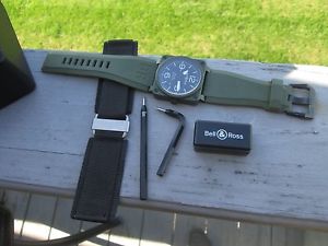 BELL & ROSS Green CERAMIC BR03-92-CK Military Aviation 42mm - COMPLETE & MINTY
