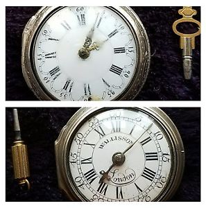 Two Verge Fusee pocket watches 1760  working *see video* repousee  need repair