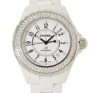 Free Shipping Pre-owned Chanel J12 White Ceramic H0969 Genuine Diamond