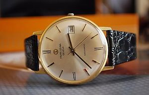 FAVRE-LEUBA GENEVE DAYMATIC 18ct GOLD AUTOMATIC GENTS WATCH IN BOX c1960's-WOW!