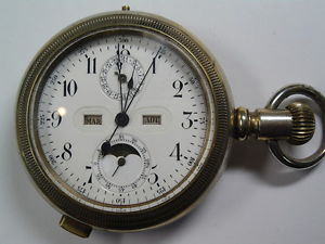 Antique Swiss Triple Calendar, Moon Phase, 1/4 Hour Repeater, Chronograph