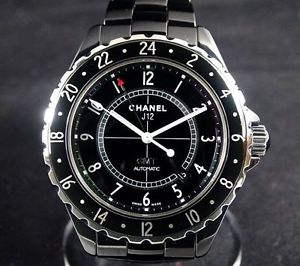 Free Shipping Pre-owned Chanel J12 H2012 GMT Calendar Black Ceramic