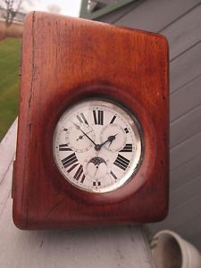 Sterling Silver GOLIATH Swiss Watch Moon phase Day Date, mahogany case, WORKING