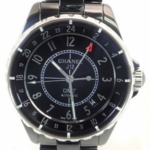 Free Shipping Pre-owned Chanel J12GMT Black Ceramic 38mm Men's H3102