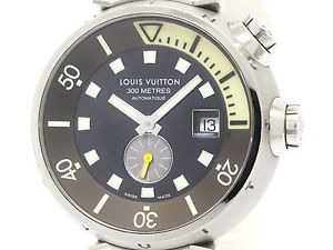 Polished LOUIS VUITTON Tambour Diver Steel Automatic Mens Watch Q1031 (BF100842)