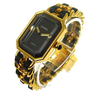 Authentic CHANEL Vintage Premiere Wristwatch Gold Quartz Swiss Made #M TG00202