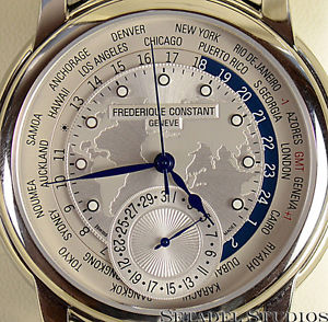 Frederique Constant Geneve Steel Worldtimer Watch FC - 718WM4H6 w/ Box