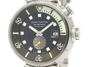Polished LOUIS VUITTON Tambour Diver Steel Automatic Mens Watch Q1031 (BF105176)