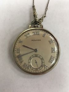 Movado Pocket Watch 18k Two Tone With Diamond Roman Numeral Dial
