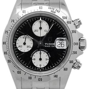 Pre-Owned TUDOR Chrono Time Automatic SS Black/White Dial Men's Watch 79280P, ML
