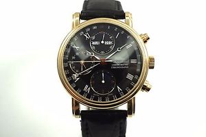 WALDAN INTERNATIONAL 18K ROSE CHRONOMETRE CHRONOGRAPHE MOONPHASE 24 HR 1990'S!!