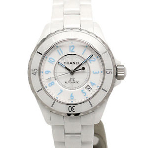 Free Shipping Pre-owned Chanel H3827 J12 Blue Light Ceramic