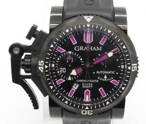 Graham Chrono Fighter Oversize Diver 47mm Watch PVD W/ Box Papers