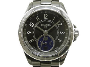 Free Shipping Pre-owned CHANEL J12 Firs De Lune 38mm Black Ceramic H3406