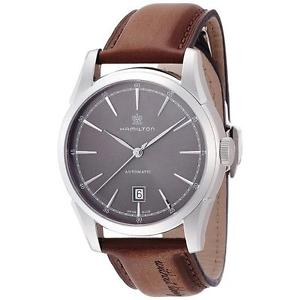 HAMILTON MEN'S 42MM BROWN LEATHER BAND STEEL CASE AUTOMATIC WATCH H42415591