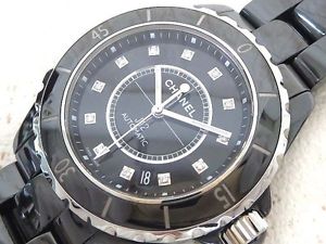 Free Shipping Pre-owned CHANEL H1626 J12 12P Diamond Black Ceramic 38mm