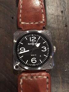 Bell & Ross BR 03-92 Steel Watch. Box/papers and tools, 2 extra leather straps.