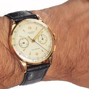 VINTAGE GENTS UNIVERSAL GENEVE UNI-COMPAX CHRONOGRAPH 18K SOLID GOLD CAL 285