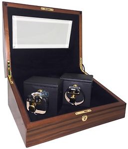 Double Mechanical Hand Wound Watch Winder W31005 Orbita Sempre 2 Teak Wood