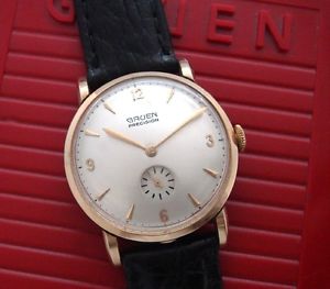 Handsome Men's Solid 14k Gold '50s Gruen Precision Wristwatch w/Box -SERVICED!