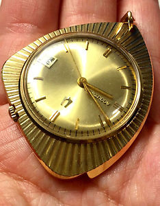 VINTAGE COLLECTIBLE BULOVA ACCUTRON 14K SOLID GOLD DATE PENDANT WATCH 218D RUNS