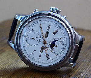 VERY RARE 52mm REPEATER MOON PHASE CALENDAR BY LE PHARE С 1890 LARGE WRISTWATCH