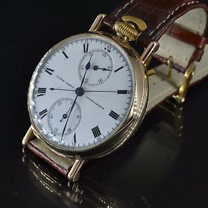 Ulysse Nardin to Royal Navy Marine chronograph antique solid gold trench watch