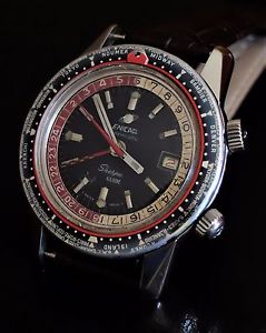 Enicar Sherpa Guide GMT vintage automatic watch w/ long lugs