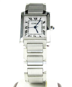 Mens 14k Solid White Gold Geneve Italy Made Bracelet Automatic Watch 89 Grams