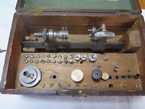 1800's Ernst Kreissig Glashutte Antique Watchmakers Lathe In Wooden Box Neat