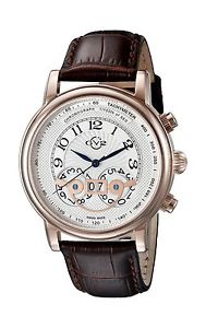 GV2 by Gevril Men's 8103 Montreux Stainless Steel Watch With Brown Leathe... New