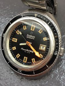 Zodiac Super Sea Wolf 75 Atm Vintage Diver Watch Uhr Montre