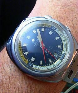 VINTAGE ENICAR SHERPA SUPER JET GMT WORLDTIMER SUPER COMPRESSOR & FULL OVERHAUL