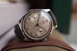 Vintage chronograph Ebel steel venus 150 column wheel radium cronografo montre