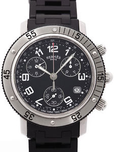 Used[B] Watch Men HERMES Clipper Chronograph CL2.915 Quartz black L6F
