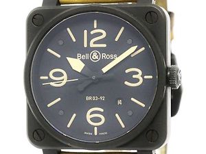 BELL & ROSS Aviation Steel Leather Automatic Mens Watch BR03-92 (BF303131)