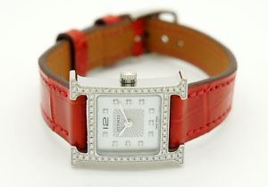 Original HERMES Montre femmes BOITES ACIER HEURE H MINI recouvert avec 72