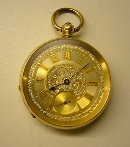 Tricolor 14k Solid Gold Key Wind /Key Set Pocket Watch