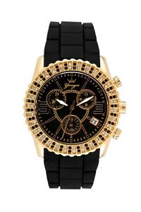 Yonger &amp; Bresson Women's CCD 1520/01 Gold IP Black Rubber Chronograph Date Watch image 1