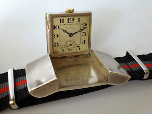 Vintage CYMA GOLFERS SOLID SIVER 0.935 H. Freres case belt buckle watch Excelent