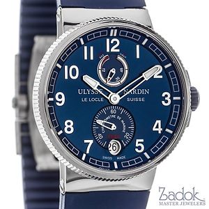Ulysse Nardin Marine Chronometer 43mm Automatic Watch 1183-126 Blue Rubber