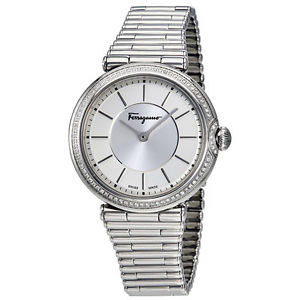 Ferragamo Style Silver Dial Diamond Ladies Watch FIN050015